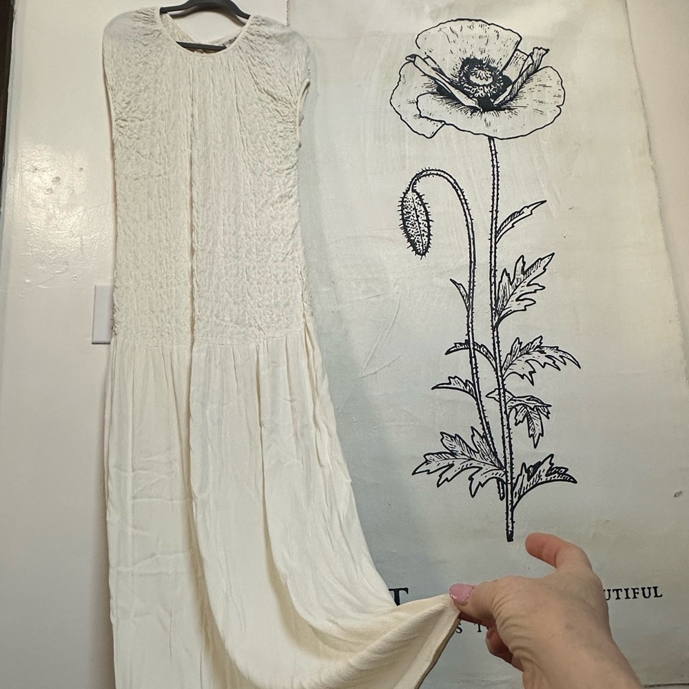 Vintage R.J. Collection by Chelsea Rousseau Long Ruched Gown, Ivory, Size 6 - Picture 5 of 10